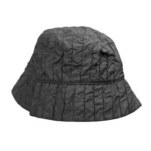 In Good Company Women's  Black Textured Pleated Quilted Cotton Bucket Hat Size M